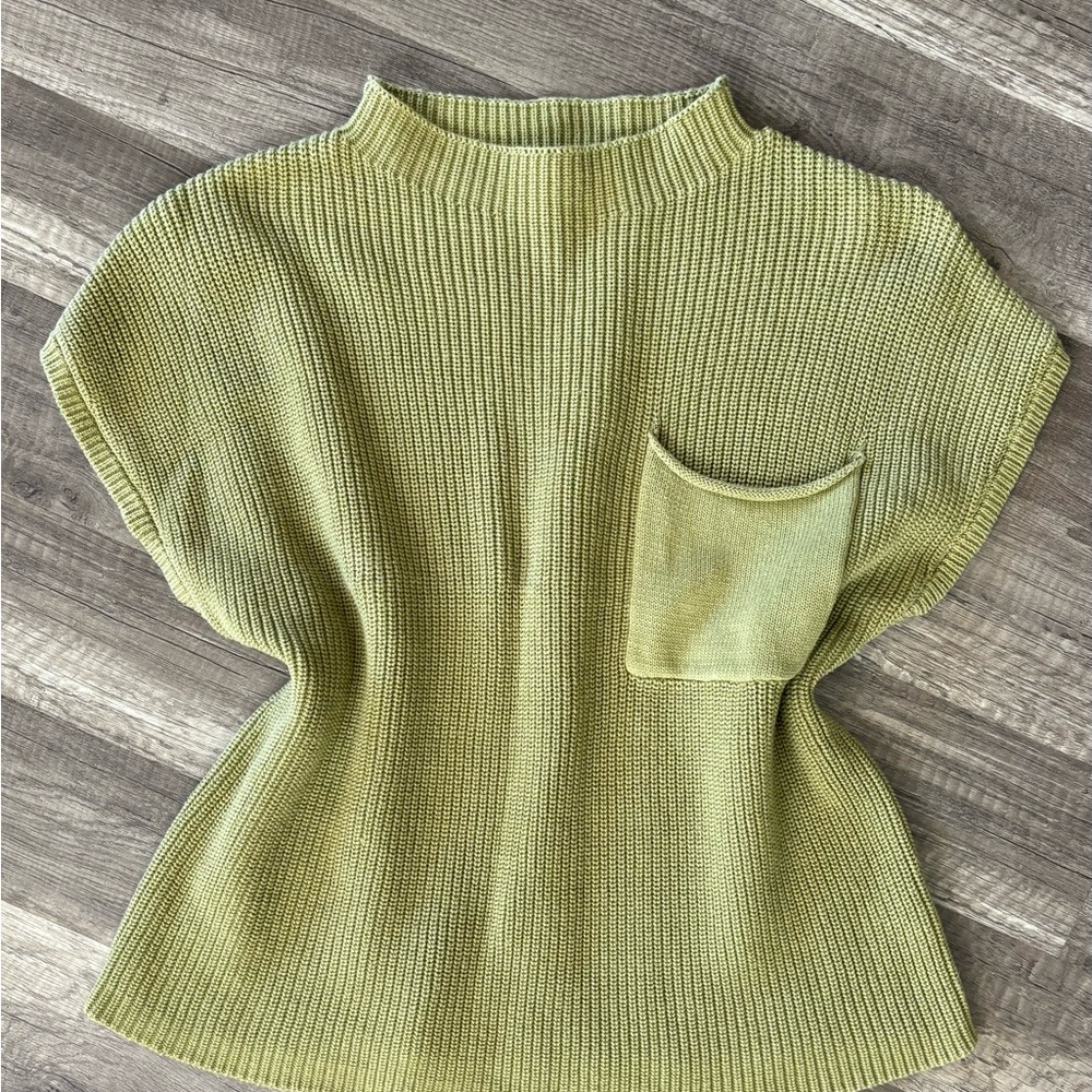 Green Knit Sweater with Pocket